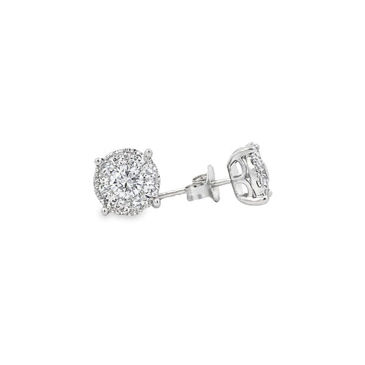 Stern International | 14K White Gold Diamond Cluster Stud Earrings