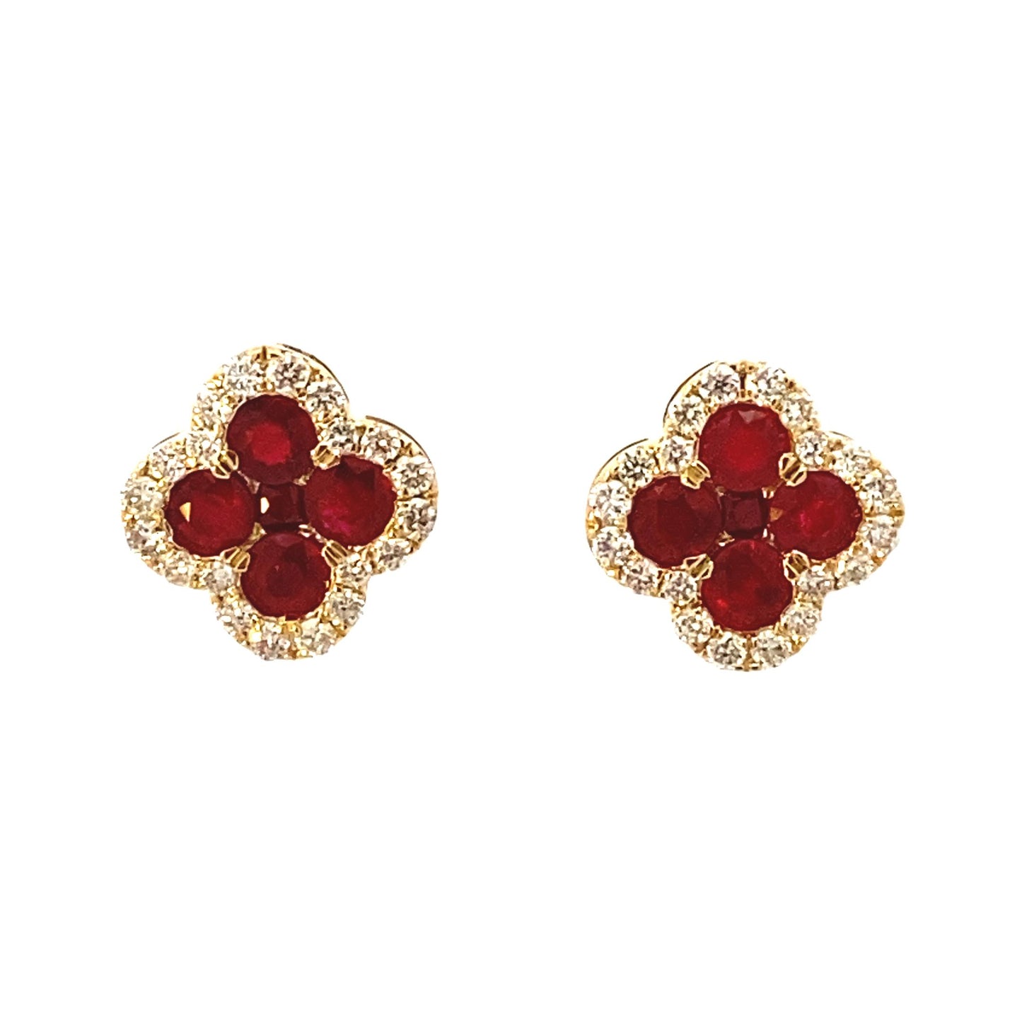 Stern International | 14K Yellow Gold and Ruby Diamond Earrings