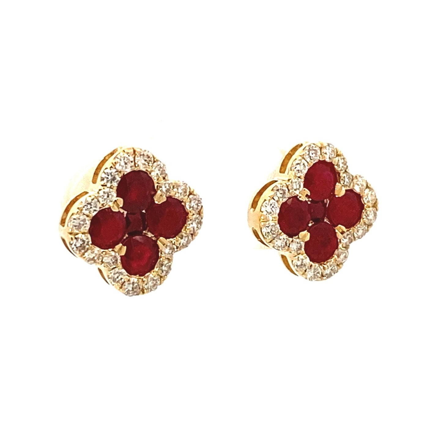 14K Yellow Gold and Ruby Diamond Earrings