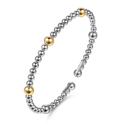 14K Yellow Gold and Sterling Silver Bujukan Split Bangle Bracelet