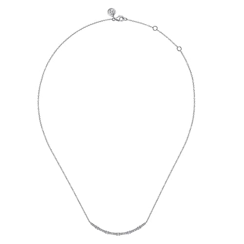 14K White Gold Diamond Bar Necklace
