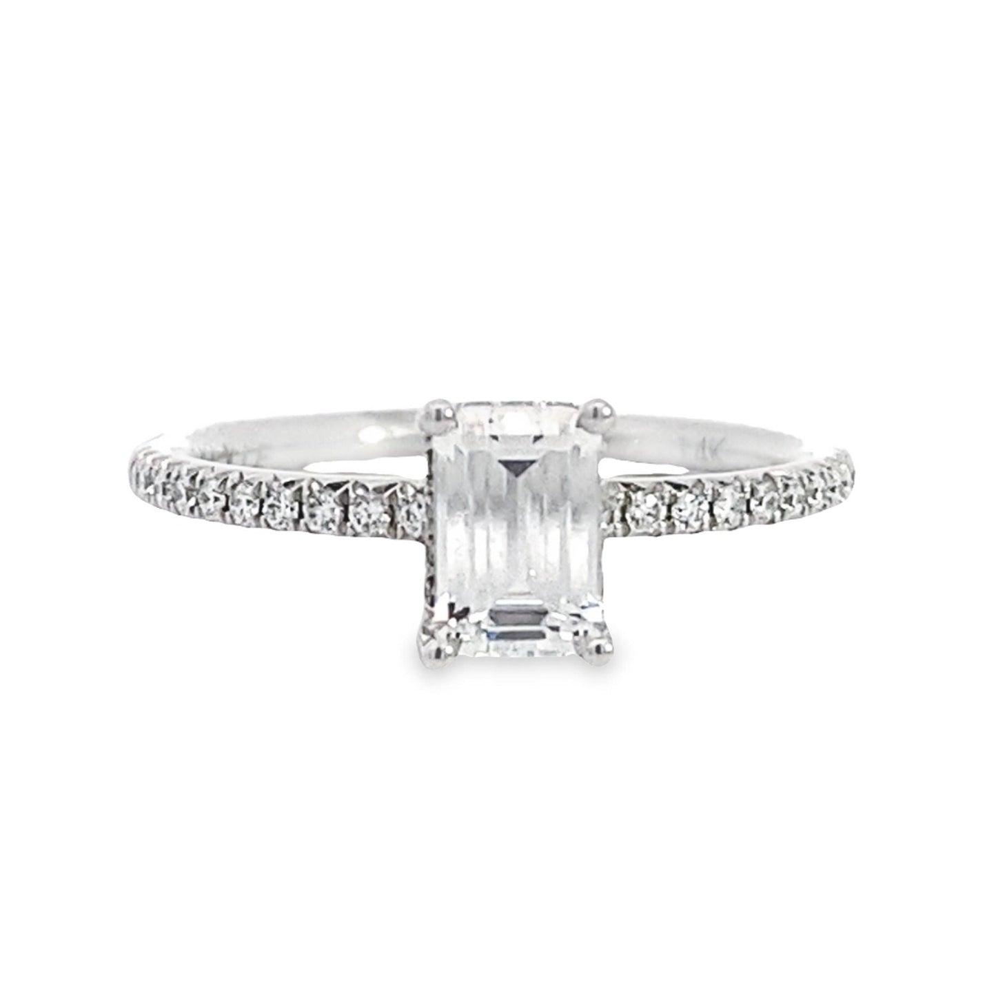 14K White Gold Emerald Engagement Ring