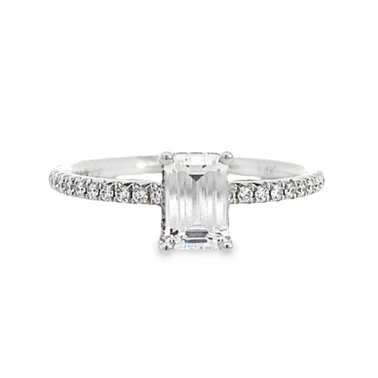 14K White Gold Emerald Engagement Ring