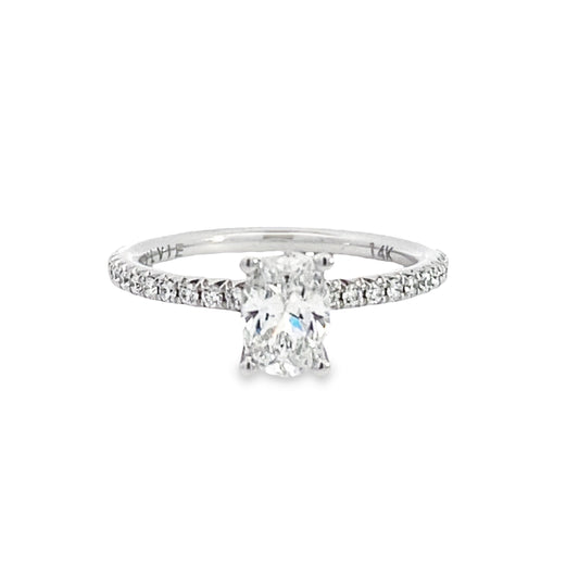 14K White Gold Oval Engagement Ring