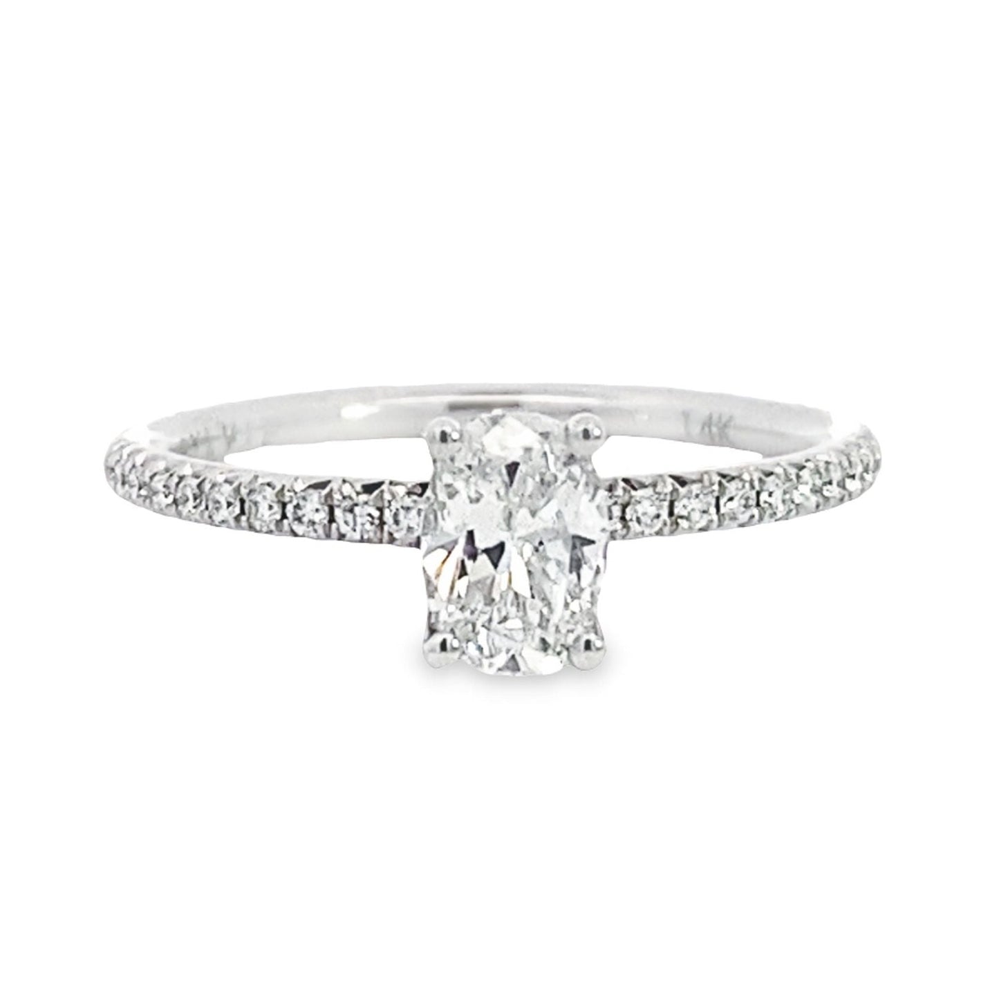 14K White Gold Oval Cut Diamond Engagement Ring
