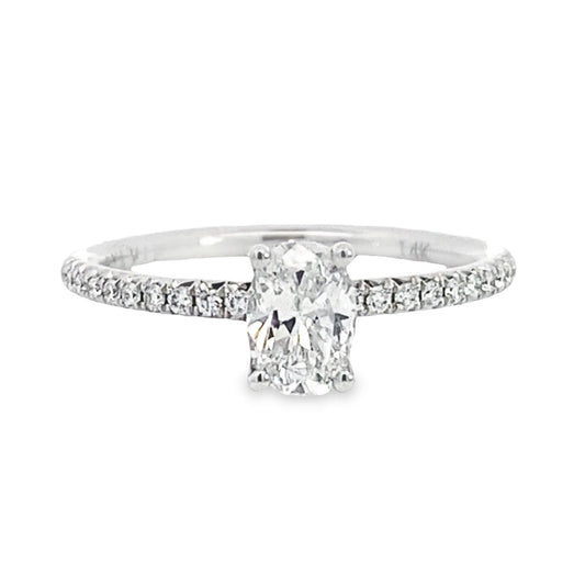 14K White Gold Oval Cut Diamond Engagement Ring