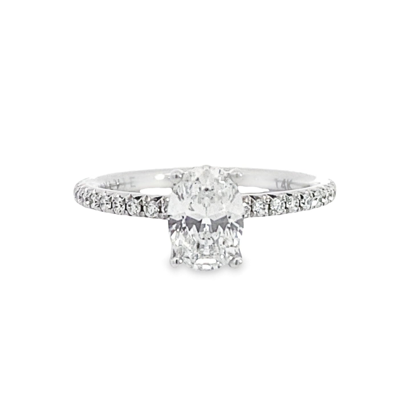 14K White Gold Oval Cut Diamond Engagement Ring