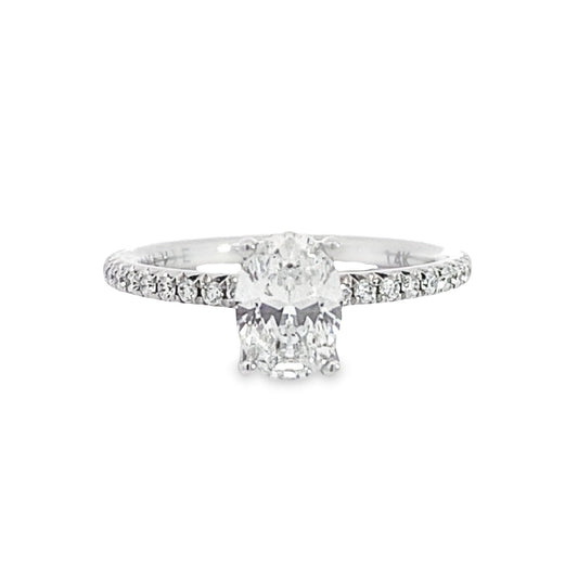 14K White Gold Oval Cut Diamond Engagement Ring