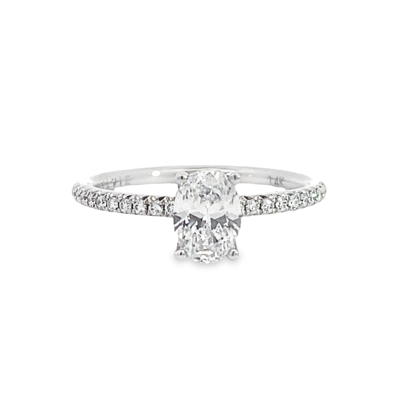 14K White Gold Oval Cut Diamond Engagement Ring