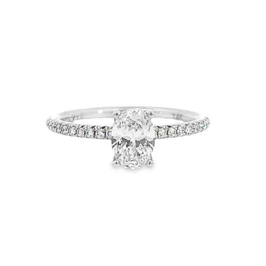 14K White Gold Oval Cut Diamond Engagement Ring