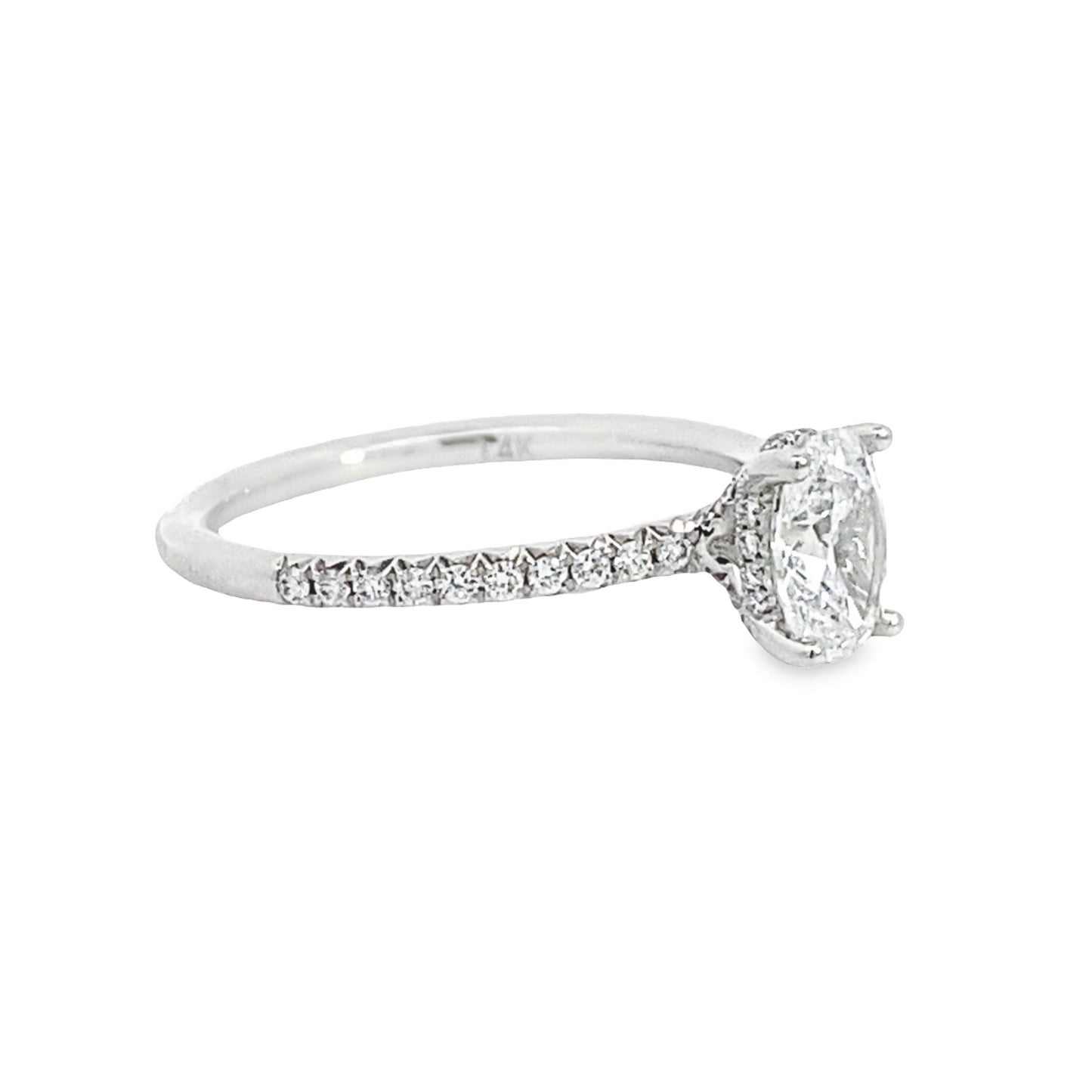 14K White Gold Oval Cut Diamond Engagement Ring