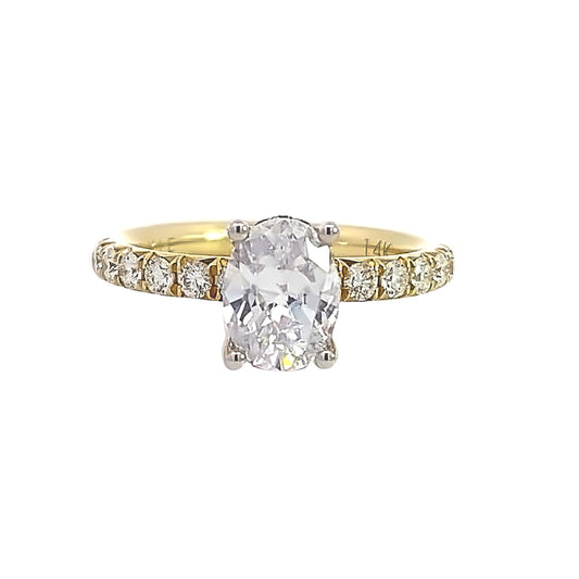 14K Two-Tone Gold Oval Diamond Engagement Ring