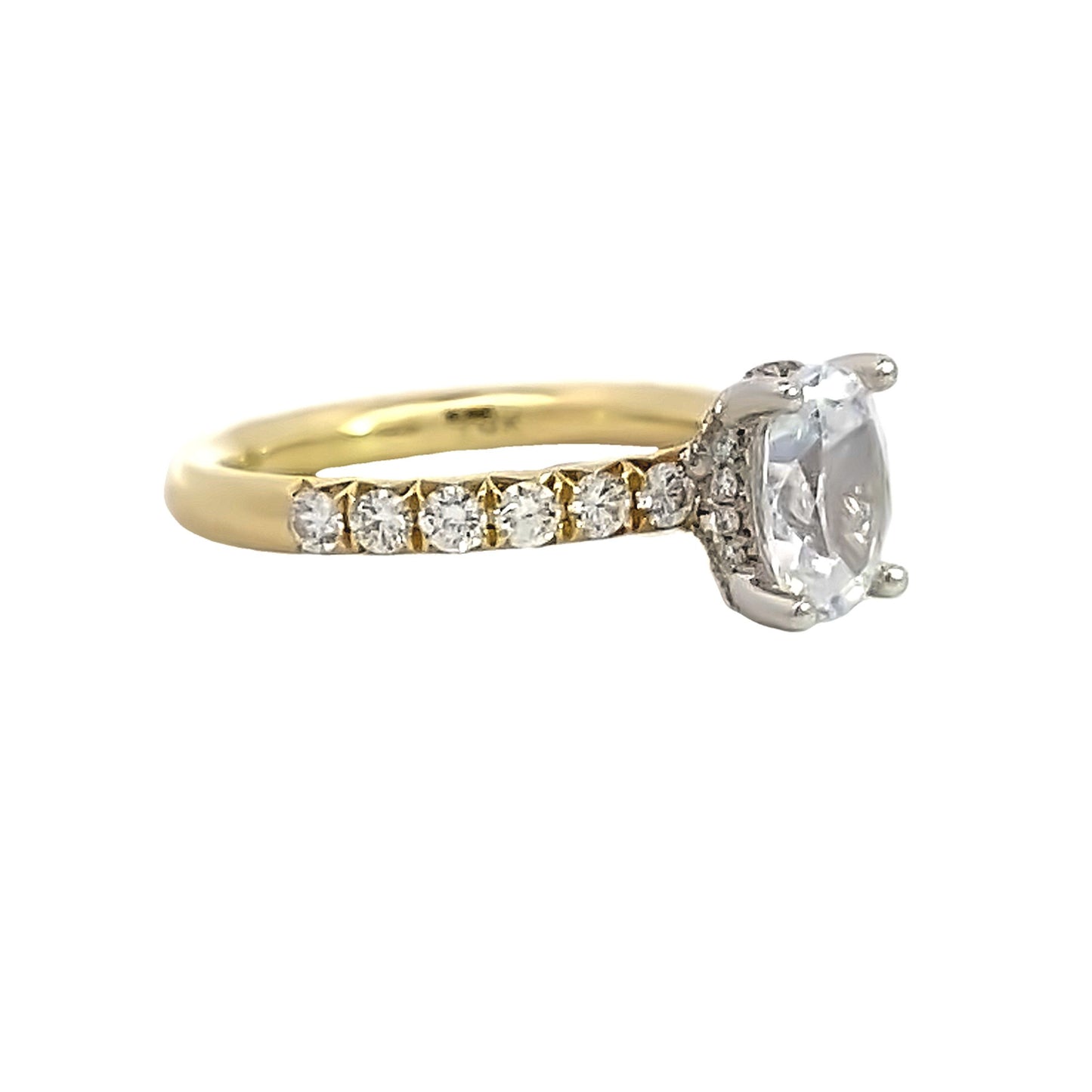 14K Two-Tone Gold Oval Diamond Engagement Ring