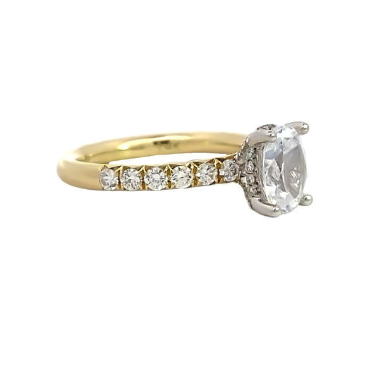 14K Two-Tone Gold Oval Diamond Engagement Ring