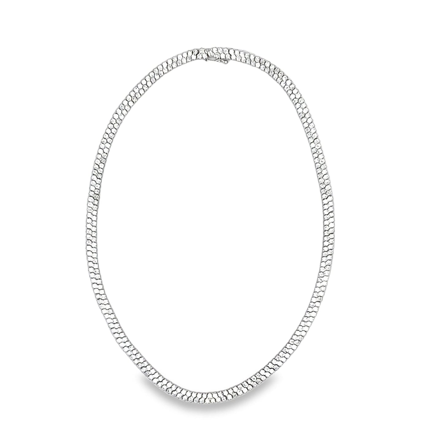 Stern International | 14K White Gold Double Row Diamond Tennis Necklace - 17.35ct