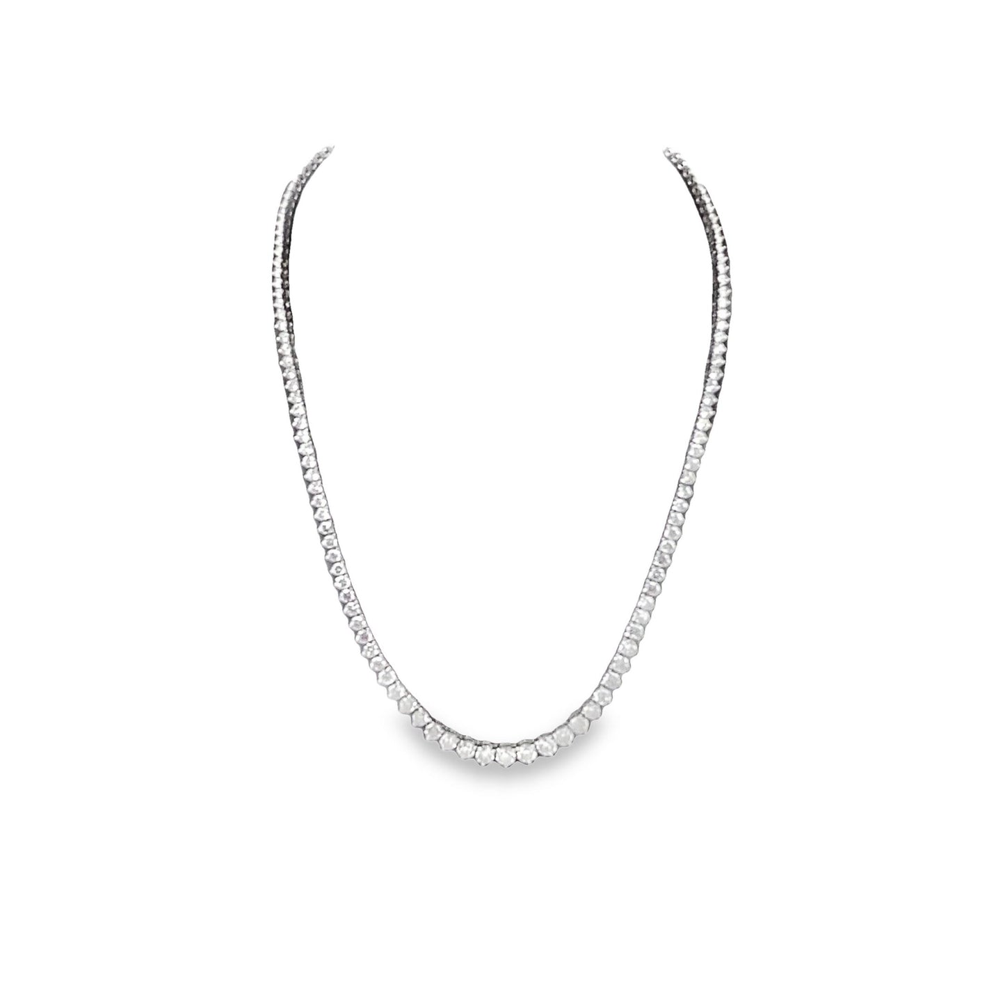 14K White Gold Tennis Necklace - 14.85ct