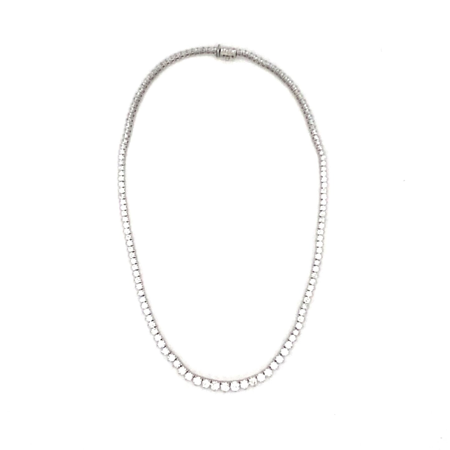 14K White Gold Tennis Necklace - 14.85ct