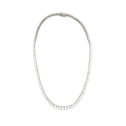 14K White Gold Tennis Necklace - 14.85ct