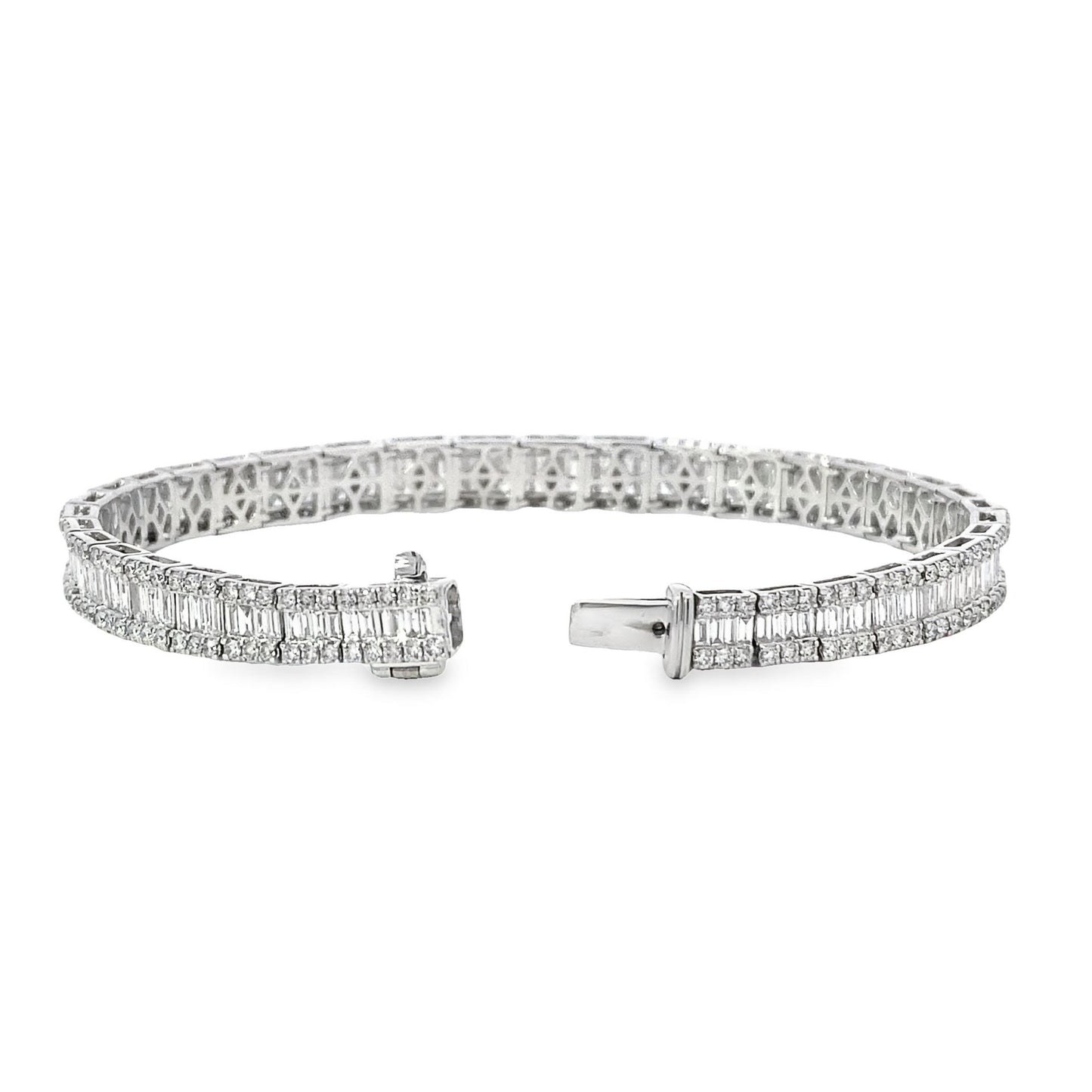 14K White Gold and Baguette Diamond Bracelet