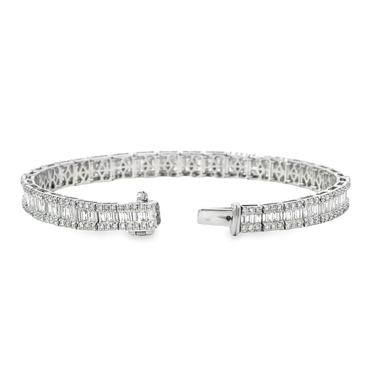 14K White Gold and Baguette Diamond Bracelet
