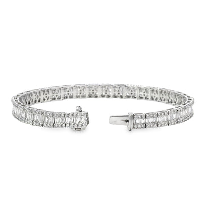 Stern International | 14K White Gold and Baguette Diamond Bracelet