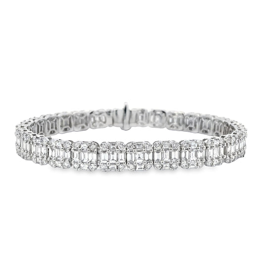 14K White Gold and Diamond Bracelet