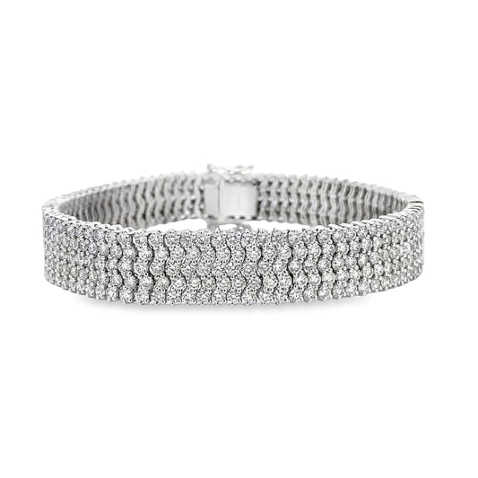 Stern International | 14K White Gold Diamond Wave Bracelet