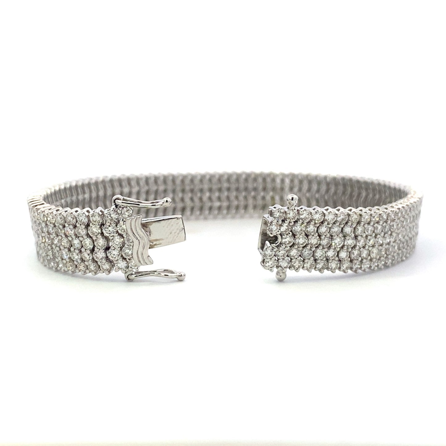 14K White Gold Diamond Wave Bracelet