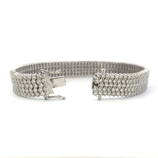 14K White Gold Diamond Wave Bracelet