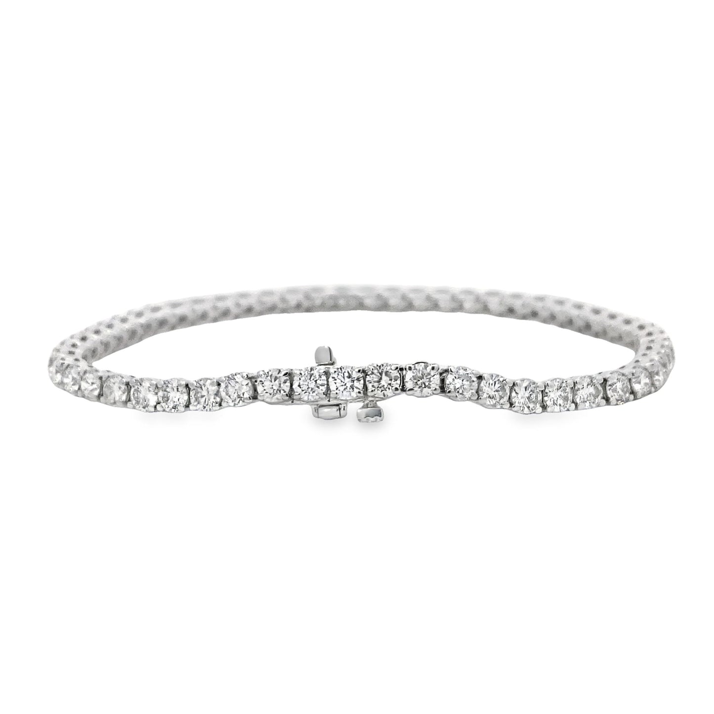 14K White Gold Diamond Tennis Bracelet - 6.40ct