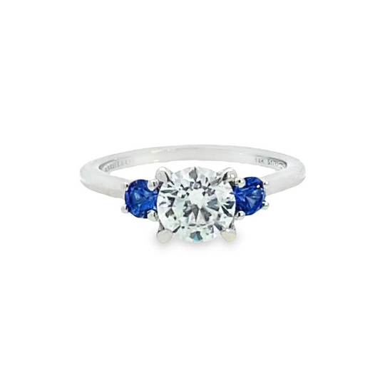 White Gold and Sapphire Three Stone Engagement Ring