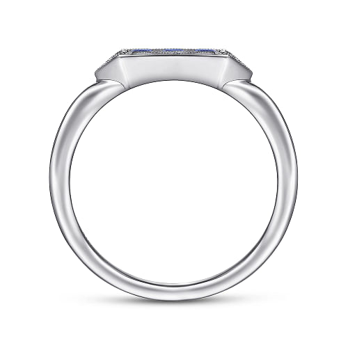 14K White Gold Diamond and Trio Princess Cut Sapphire Ladies Ring