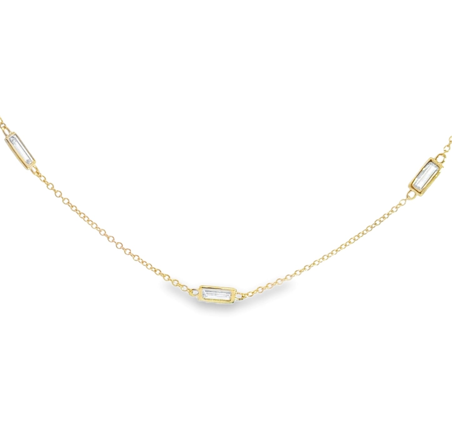 14K Baguette Diamond Necklace