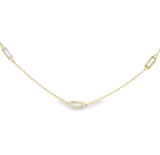 14K Baguette Diamond Necklace