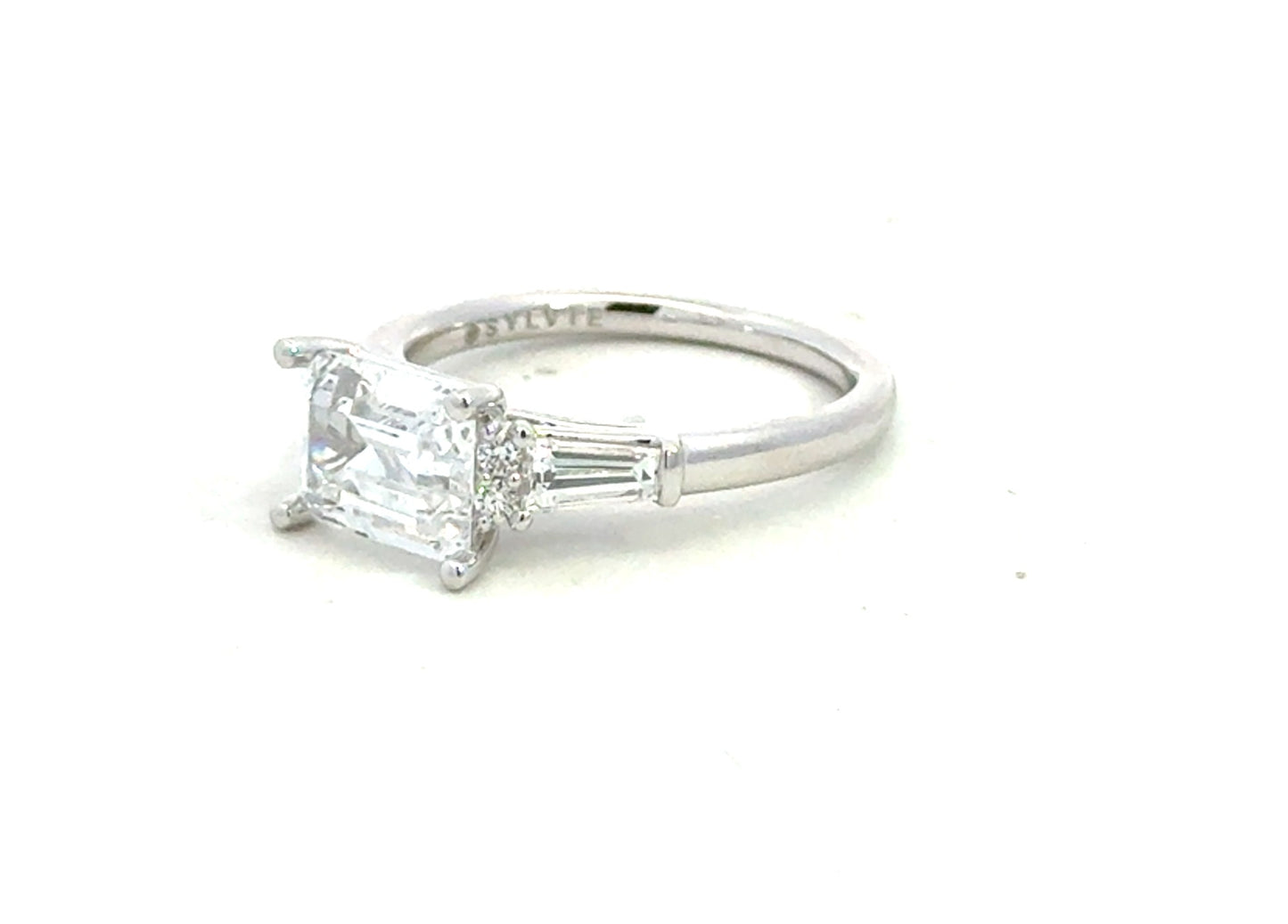 14K White Gold Emerald Cut Diamond Engagement Ring