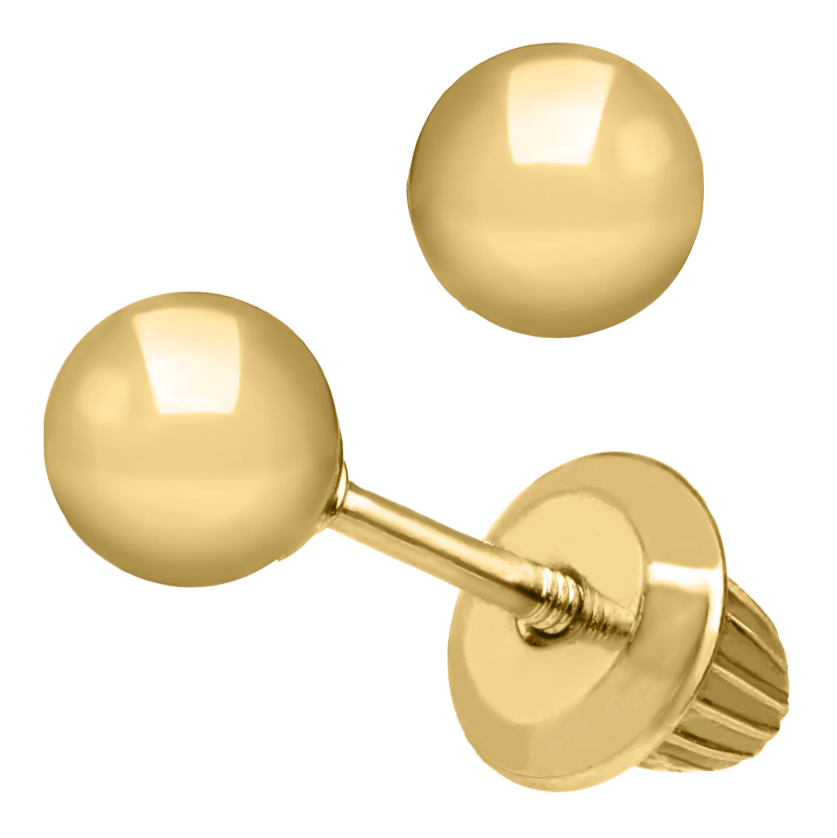 14K Yellow Gold Ball Earrings