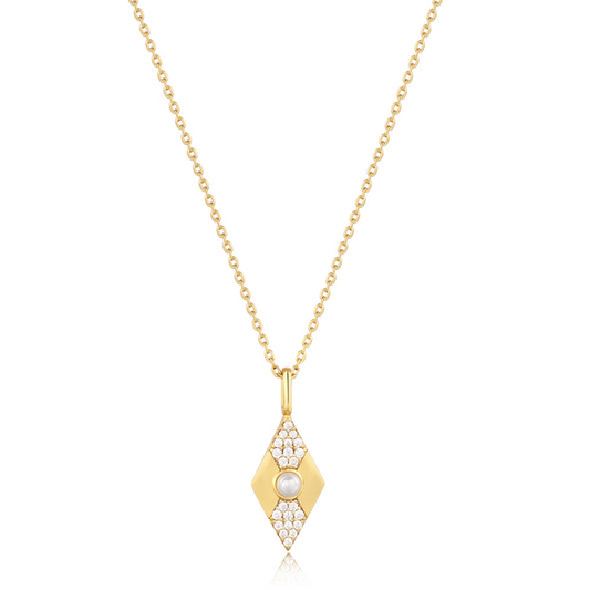 Ania Haie | Gold Pearl Geometric Pendant Necklace