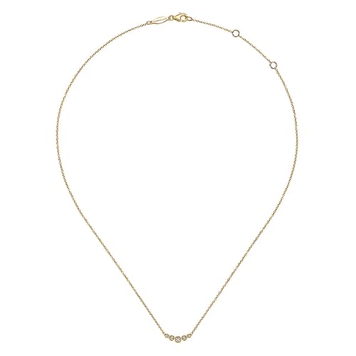 14K Yellow Gold Curved Diamond Bar Necklace