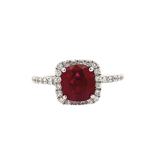18K White Gold Ruby and Diamond Ring