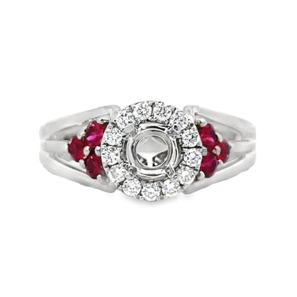 Kirkland Jewelry Estate | 14K White Gold Diamond and Ruby Antique Ring