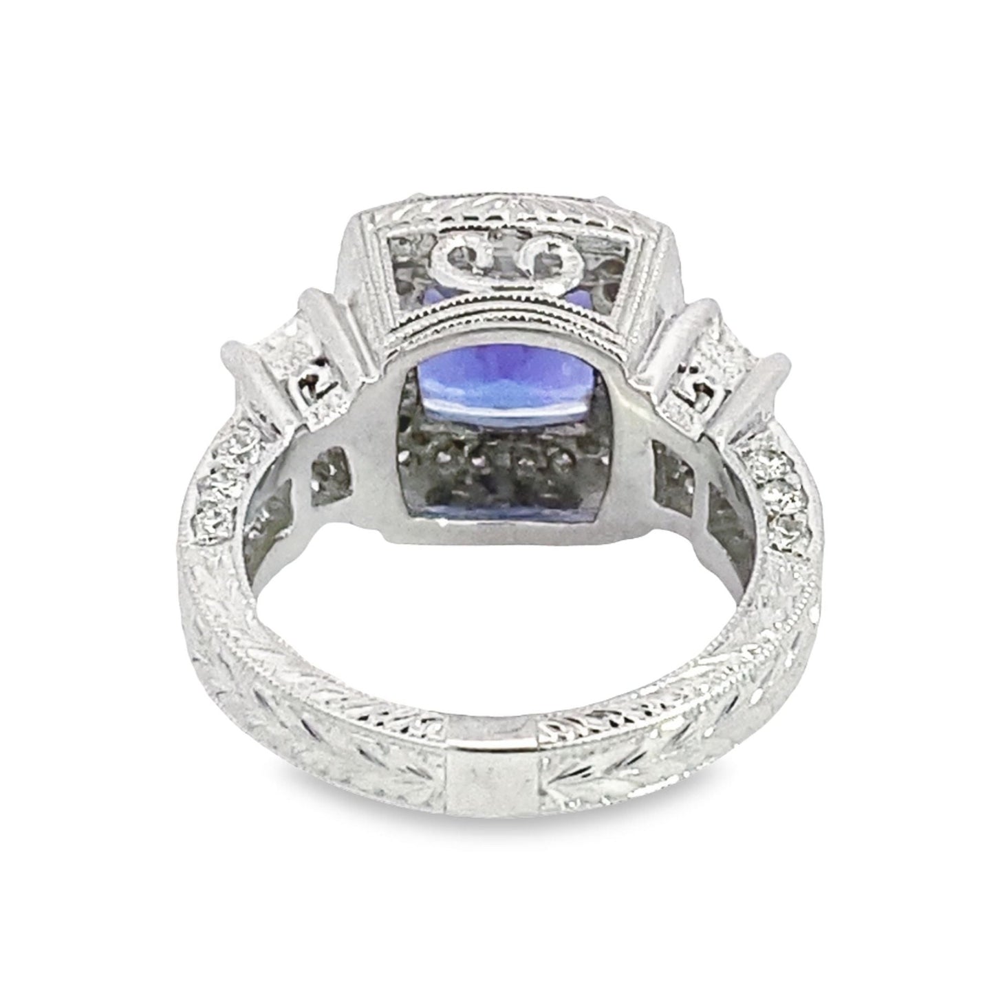14K White Gold Tanzanite and Diamond Ring