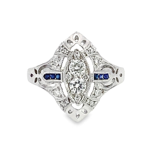 Viken Jewelry | Vintage 14K White Gold Diamond and Sapphire Ring