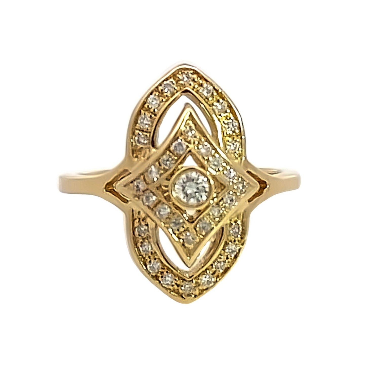14K Yellow Gold Diamond Vintage Ring