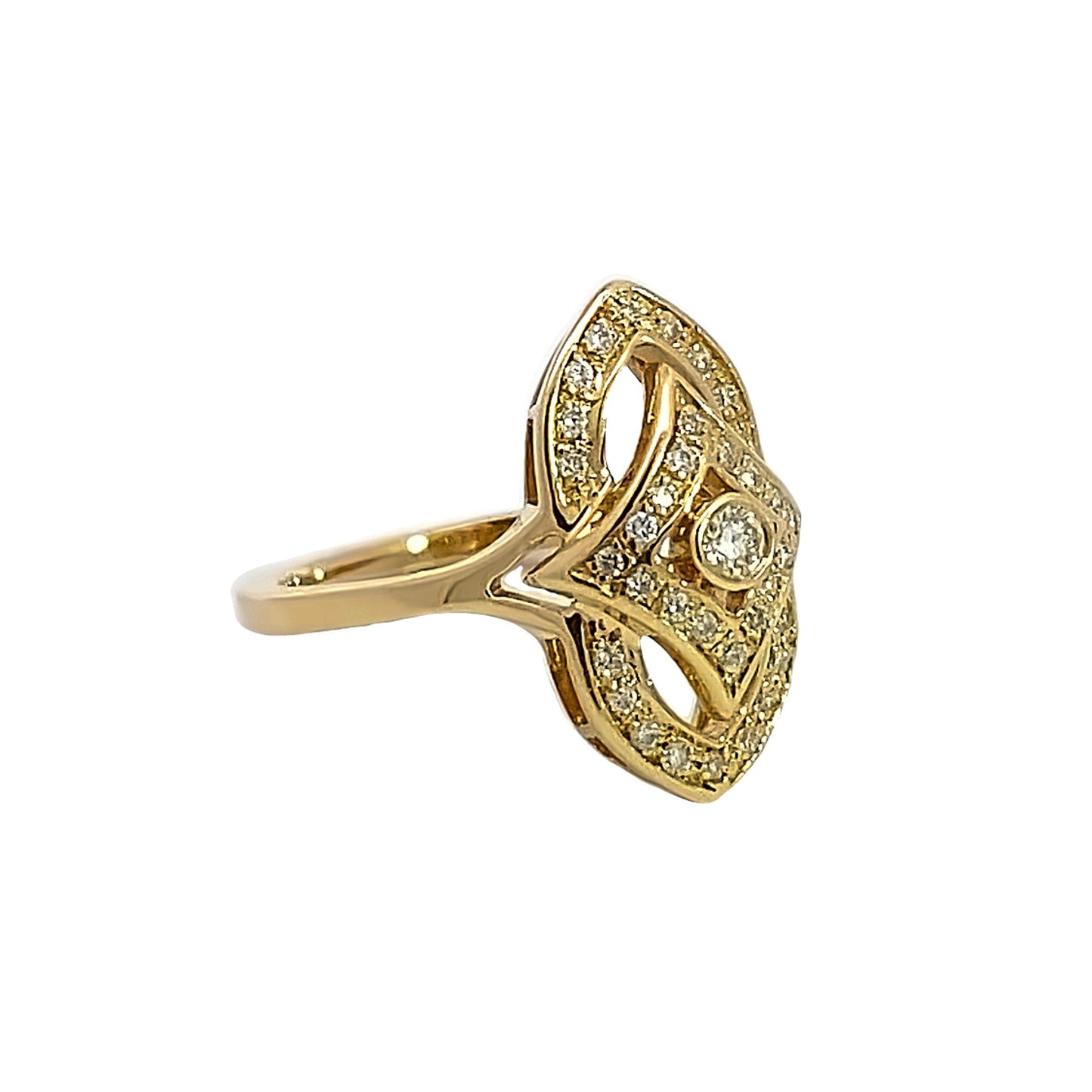 14K Yellow Gold Diamond Vintage Ring