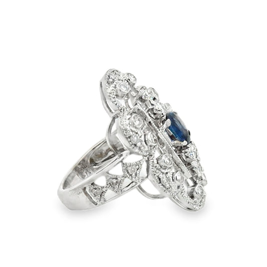 Kirkland Jewelry Estate | 14K White Gold Diamond and Sapphire Ring