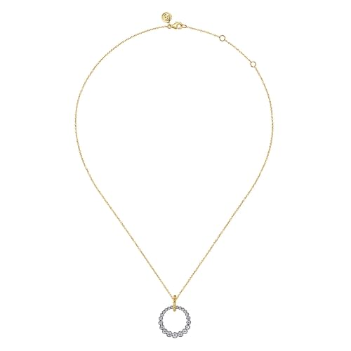 14K White and Yellow Gold Diamond Bujukan 20mm Drop Necklace