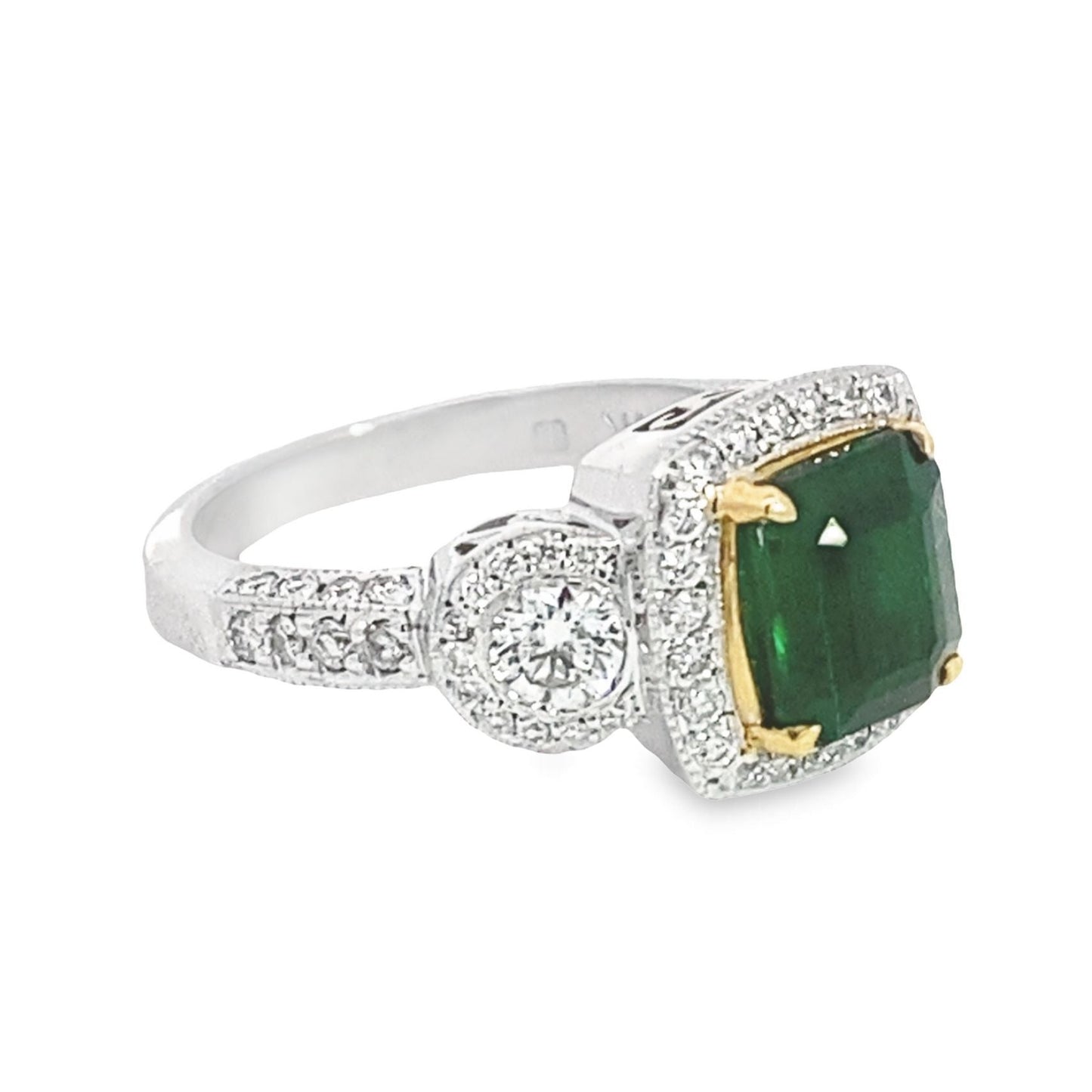 Viken Jewelry | 14K Two-Tone Gold Emerald and Diamond Ring