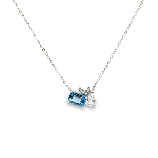 Luvente | Two-Stone Blue and White Topaz Diamond Necklace