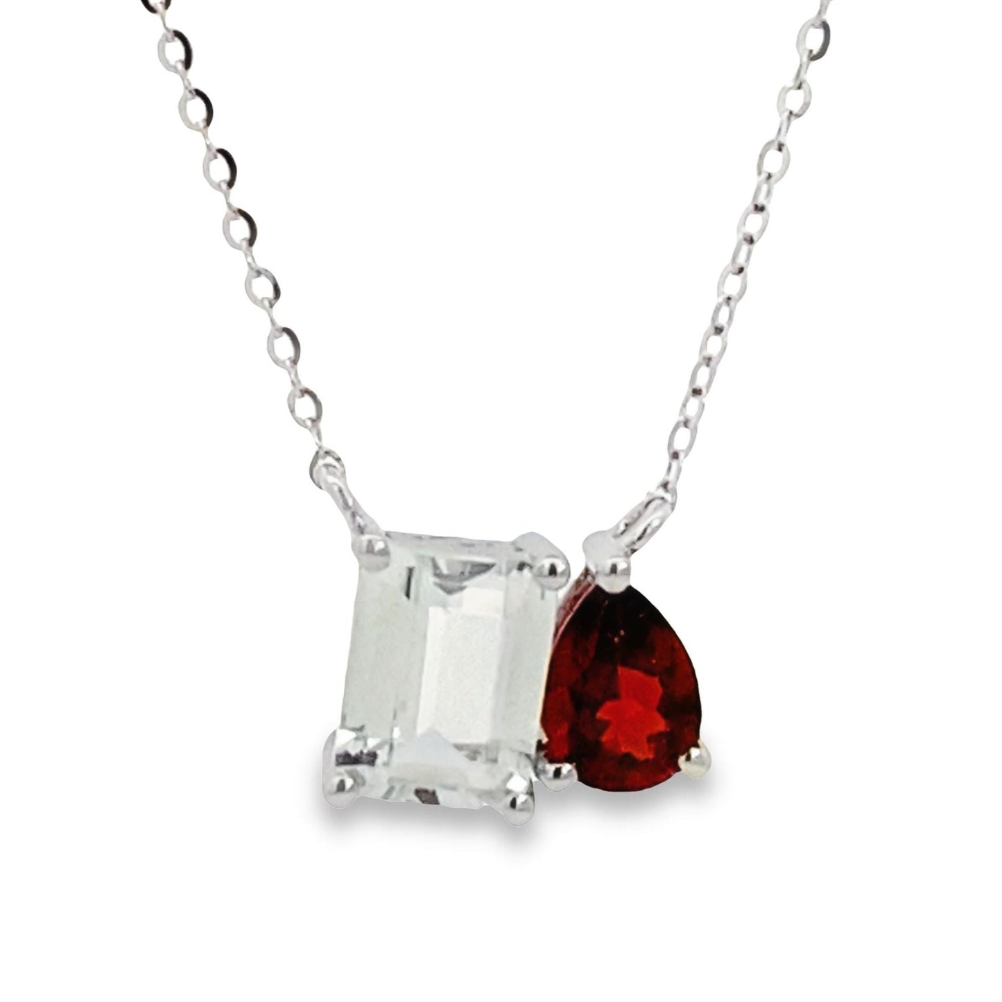 Luvente | Two-Stone Garnet and White Topaz Necklace