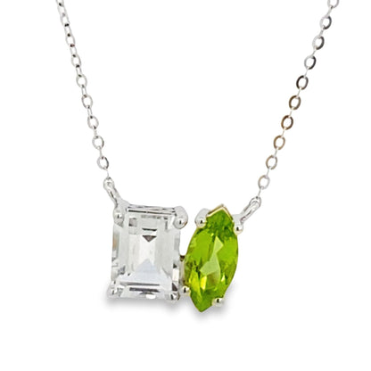 Luvente | Two-Stone Peridot and White Topaz Necklace